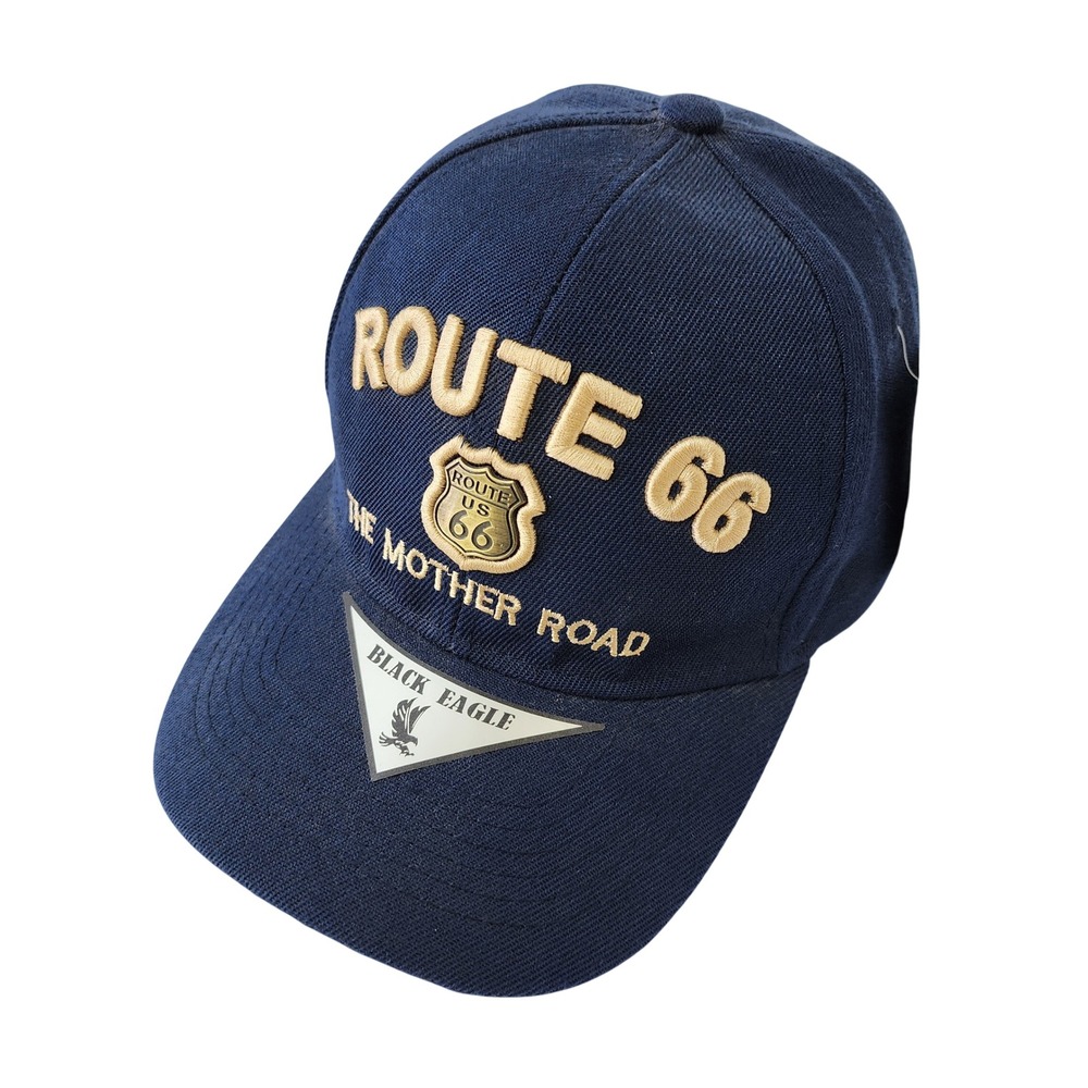Black Eagle Route 66 The Mother Road‎ Navy Blue Embroidered Baseball Cap NWT